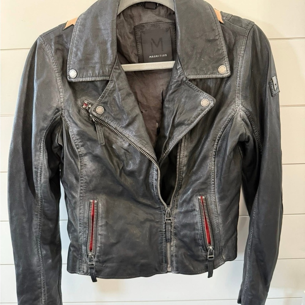 Women's Gray Leather Jacket